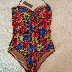 J. Crew tropical print bandeau one-piece swimsuit NWT